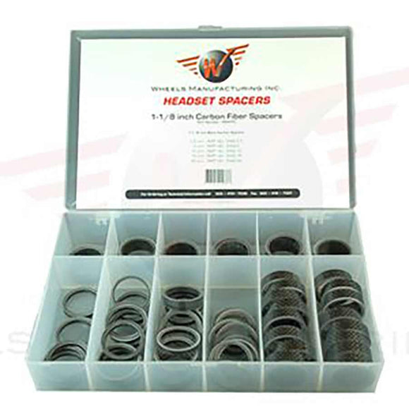Wheels Manufacturing Carbon Headset Spacer Kit - 1-1/8" Assorted 62pcs Gloss