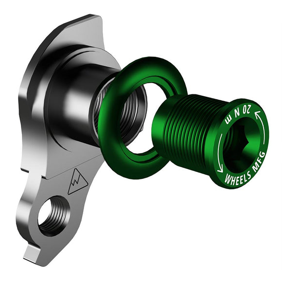 Wheels Manufacturing Universal Derailleur Hanger - 487-9 For Trek ABP MTB Frames designed to accept SRAM UDH BLK/Green