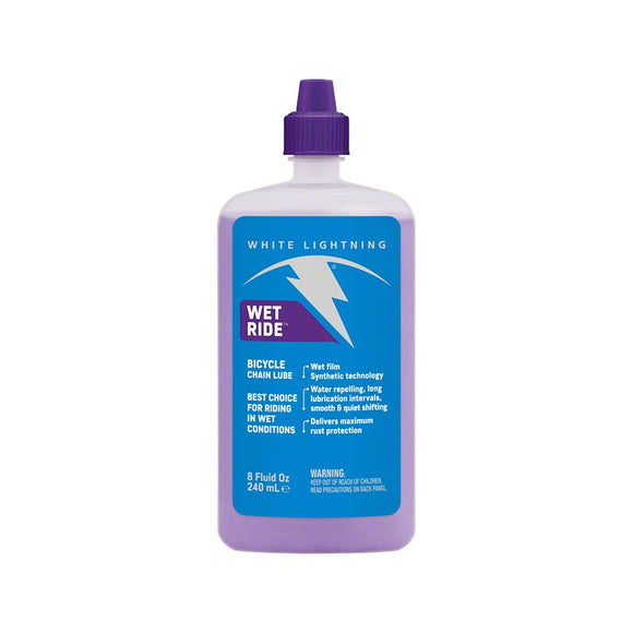 White Lightning Wet Ride Bike Chain Lube - 8oz Drip