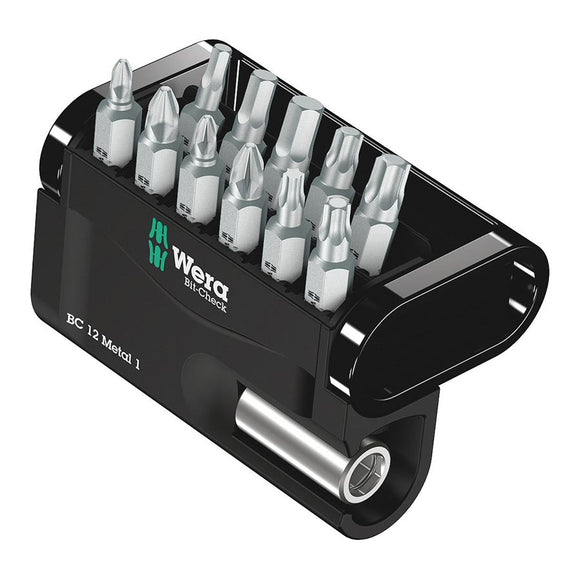 Wera Bit-Check 12 Metal 1 Bit Holder and Bit Set - 1/4" Drive