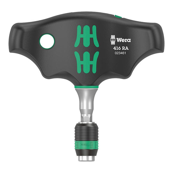 Wera 416 RA T-Handle Screwdriver - Ratchet Function Rapidaptor Quick-Release Chuck