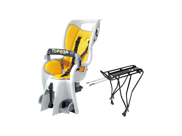 Topeak Baby Seat II Child Seat With Disc Compatible Rear Rack - Fits 26" MTX 2.0 Gray/YLW