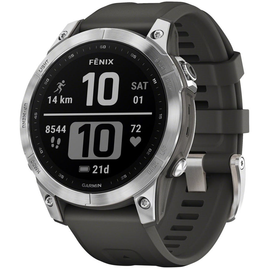 Garmin fenix 7 GPS Smartwatch - 47mm Silver Case Graphite Band