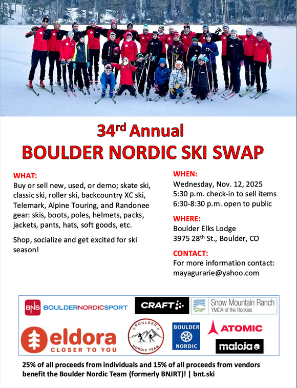 34th Annual Boulder Nordic Ski Swap November 12, 2025