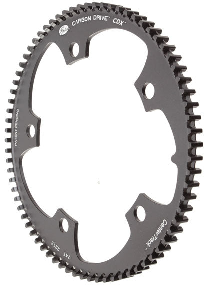 Gates Carbon Drive CDX CenterTrack Front Belt Drive Ring - 74t 5-Bolt 130mm BCD BLK For Tandems