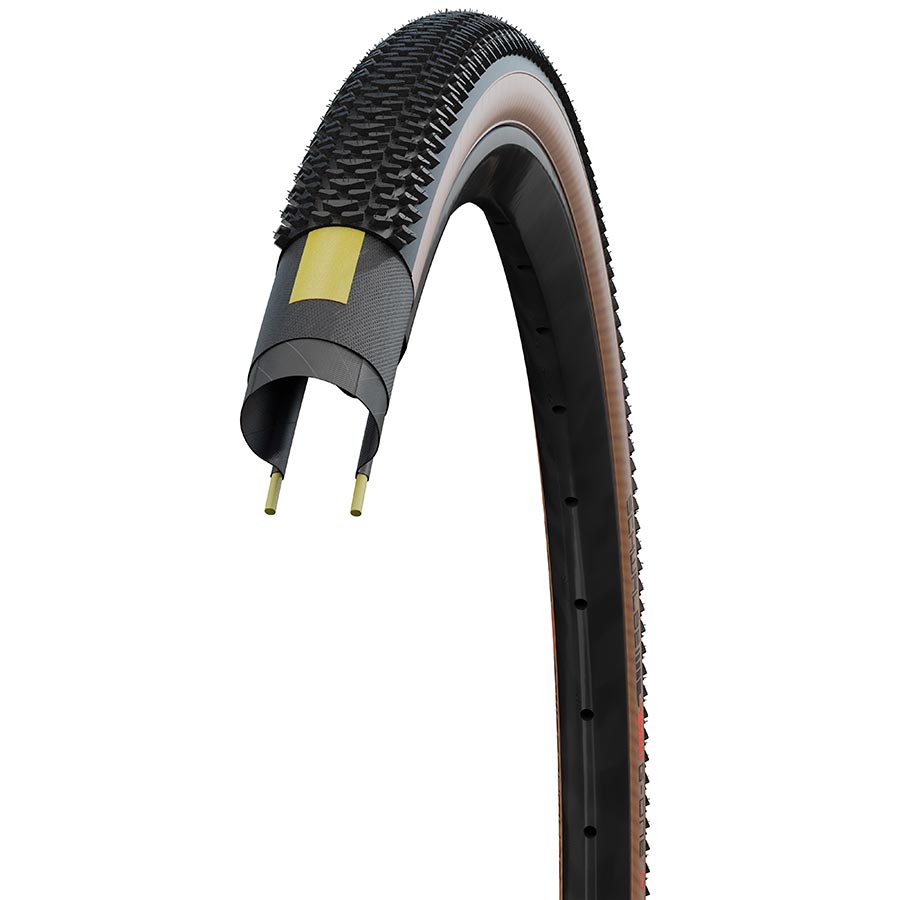 Schwalbe G-One R Pro Gravel Tire 28x1.35 Folding Tubeless Ready Addix Race V-Guard 67TPI Transparent Sidewall