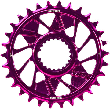 Wheels Manufacturing Direct Mount Chainring - 30t Shimano Direct Mount 1.5mm Outboard Offset HG+ Chain Compatible Purple