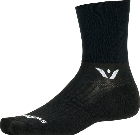 Swiftwick Aspire Quarter Crew Socks - 4" Black Large