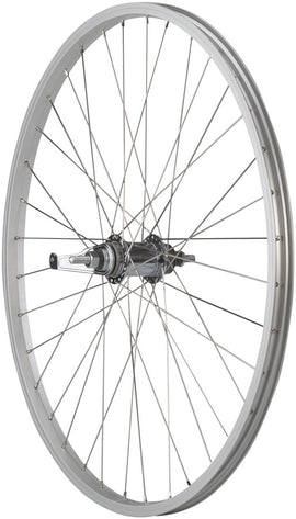 Quality Wheels Value Single Wall Series Coaster Brake Rear Wheel - 26" 3/8" x 124mm Coaster Brake 3 Prong Cog Silver 36H