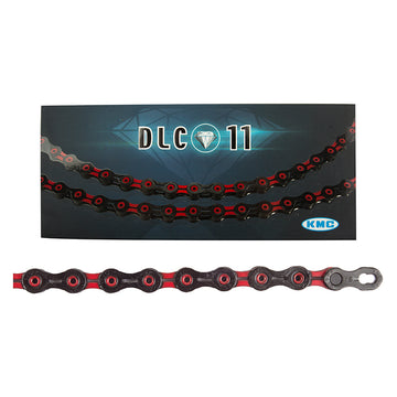 KMC DLC 11 Chain - 11-Speed 118 Links Black/Red