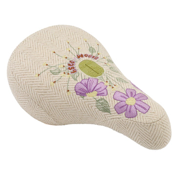 Odyssey X Bloom BMX Seat - Pivotal Cream Corduroy w/ Floral Embroidery Fat