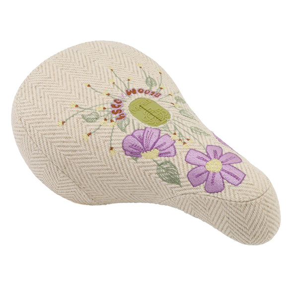 Odyssey X Bloom BMX Seat - Pivotal Cream Corduroy w/ Floral Embroidery Fat