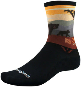 Swiftwick Vision Impression National Park Crew Socks - 6" Great Smoky Mountain Bears Medium