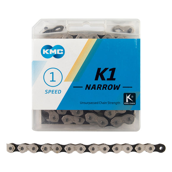 KMC K1 Kool Narrow Chain - Single Speed 3/32" 110 Links Silver/Black