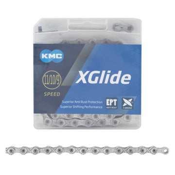 KMC XGlide EPT Chain - 9/10/11-Speed 126L Optimized Shimano CUES Drivetrain Gray