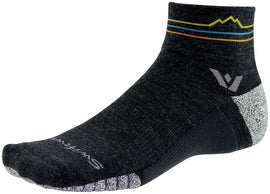 Swiftwick Flite XT Trail Quarter Crew Socks - 4" Coal Sunset Mountain Small