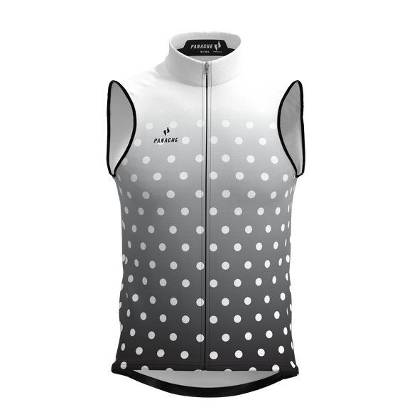 Panache M's and W's Pro Wind Vest - Black & White Fade Dots