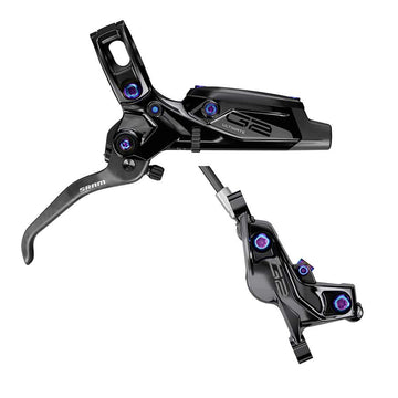 SRAM G2 Ultimate Disc Brake Lever - Front Post Mount Carbon Lever Titanium Hardware Gloss BLK Rainbow Hardware A2