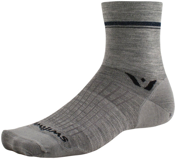 Swiftwick Pursuit Four Ultralight Socks - 4" Retro Stripe Heather Large