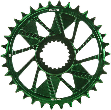 Wheels Manufacturing Direct Mount Chainring - 34t Shimano Direct Mount 1.5mm Inboard Offset HG+ Chain Compatible Green