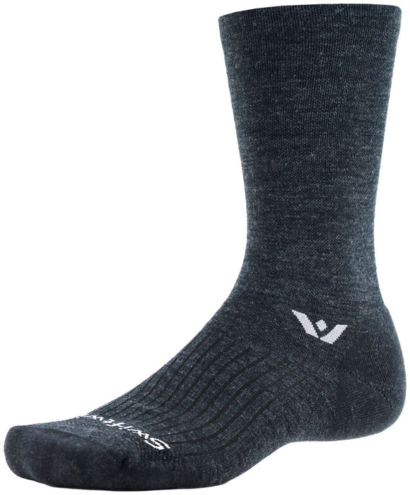 Swiftwick Pursuit Crew Socks - 6" Coal Orange Small