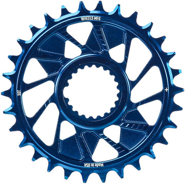 Wheels Manufacturing Direct Mount Chainring - 30t Shimano Direct Mount 1.5mm Outboard Offset HG+ Chain Compatible Blue