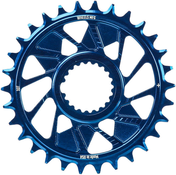 Wheels Manufacturing Direct Mount Chainring - 30t Shimano Direct Mount 1.5mm Outboard Offset HG+ Chain Compatible Blue