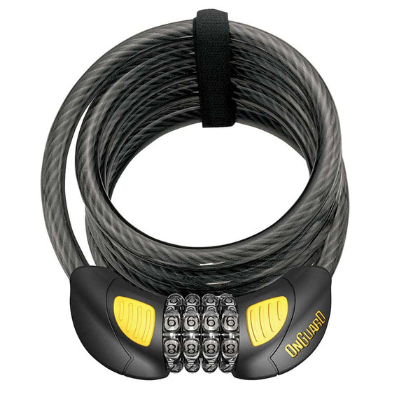 OnGuard Doberman Lighted Combo Cable Lock: 6' x 12 mm Gray/Black/Yellow