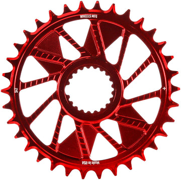 Wheels Manufacturing Direct Mount Chainring - 34t Shimano Direct Mount 1.5mm Inboard Offset HG+ Chain Compatible Red