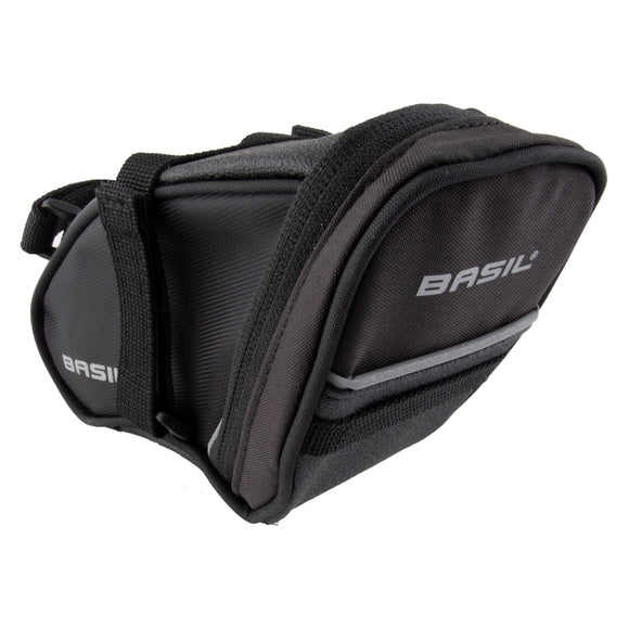 Basil Sport Design Saddle Bag  Velcro Straps 9x2.4x7` 61 c.i. Black