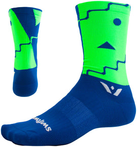Swiftwick Vision Six Abstract Sock - 6" Blue Small