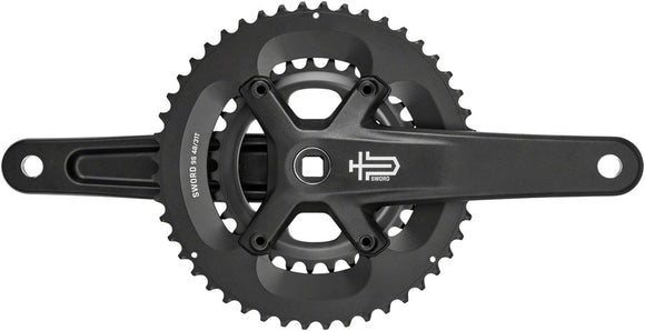 microSHIFT Sword BLK 2x Crankset - 172.mm 9-Speed 48/31t 110/80 Asym BCD JIS Square Taper Spindle Interface BLK