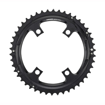 SRAM Road 110mm Asymmetrical Chainring Teeth: 46 Speed: 11 BCD: 110 Bolts: 4 Outer Aluminum Black