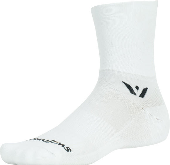 Swiftwick Aspire Quarter Crew Socks - 4" White Small