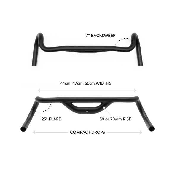 Redshift Sports Top Shelf Road Drop Handlebar - Aluminum 31.8mm 44cm 50mm Rise BLK