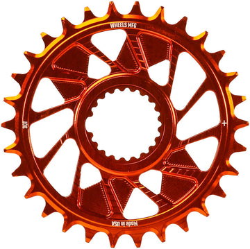 Wheels Manufacturing Direct Mount Chainring - 30t Shimano Direct Mount 1.5mm Outboard Offset HG+ Chain Compatible Orange