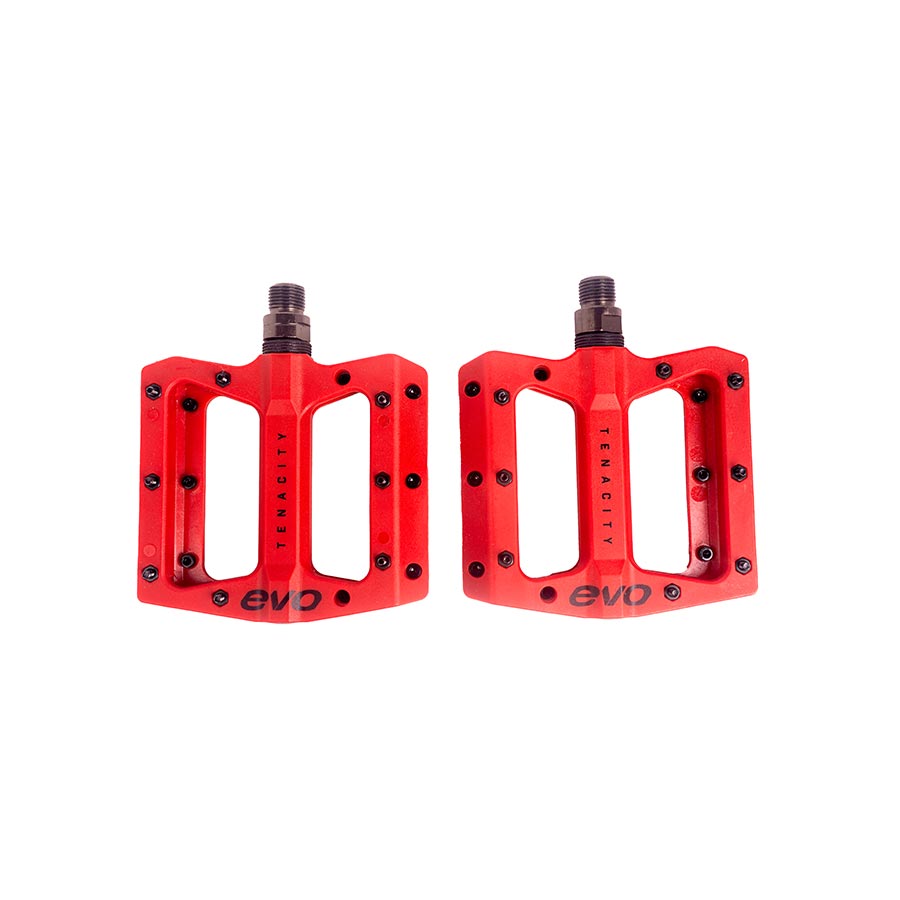 EVO Tenacity Platform Pedals Body: Nylon Spindle: Cr-Mo 9/16 Red Pair
