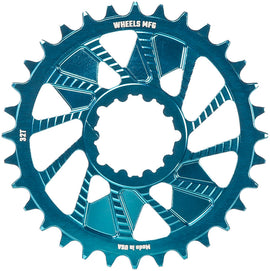 Wheels Manufacturing Direct Mount Chainring - 32t SRAM 3-Bolt Direct Mount 3mm Offset Compatible Hyperglide+ Chain Teal