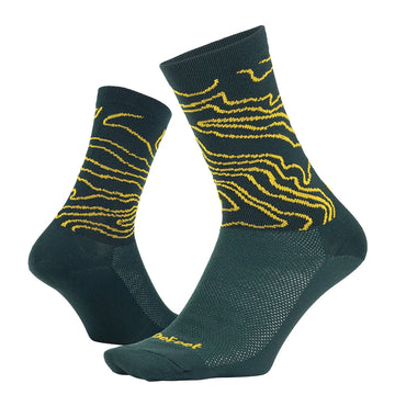 DeFeet Aireator 6" Topo Socks 12+ Green/Gold