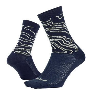 DeFeet Aireator 6" Topo Socks 9.5-11.5 Navy/White