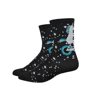 DeFeet Aireator 4" Unicorn Womens Socks 7.5-9 Black