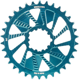 Wheels Manufacturing Direct Mount Chainring - 34t SRAM 3-Bolt Direct Mount 3mm Offset Compatible Hyperglide+ Chain Teal
