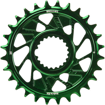 Wheels Manufacturing Direct Mount Chainring - 28t Shimano Direct Mount 1.5mm Outboard Offset HG+ Chain Compatible Green