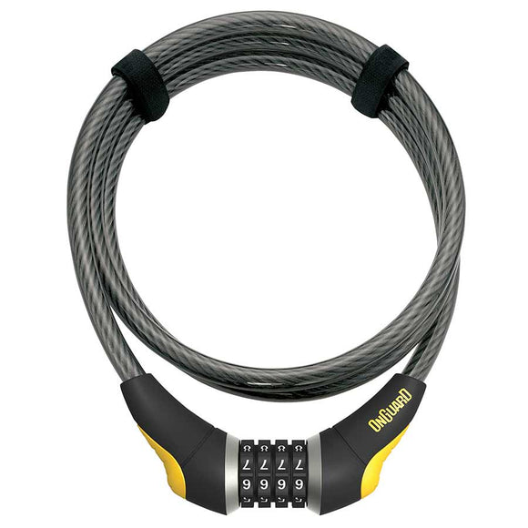 OnGuard Akita Resettable Combo Cable Lock: 6' x 12mm Gray/Yellow