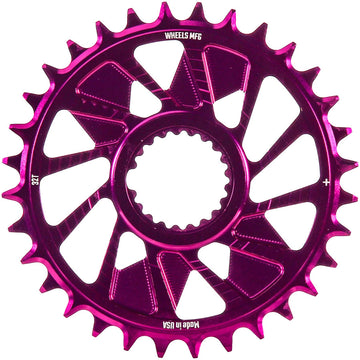 Wheels Manufacturing Direct Mount Chainring - 32t Shimano Direct Mount 1.5mm Outboard Offset HG+ Chain Compatible Purple