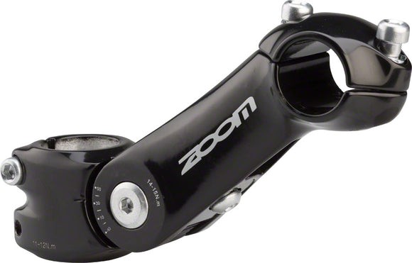 Zoom TDS-C297 Stem - 125mm 25.4 Clamp Adjustable 1 1/8" Aluminum Black
