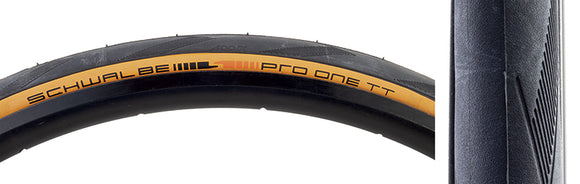 Schwalbe Pro One TT Tire - 700 x 25 Tubeless Folding BLK/Tan Evolution Line Addix Race