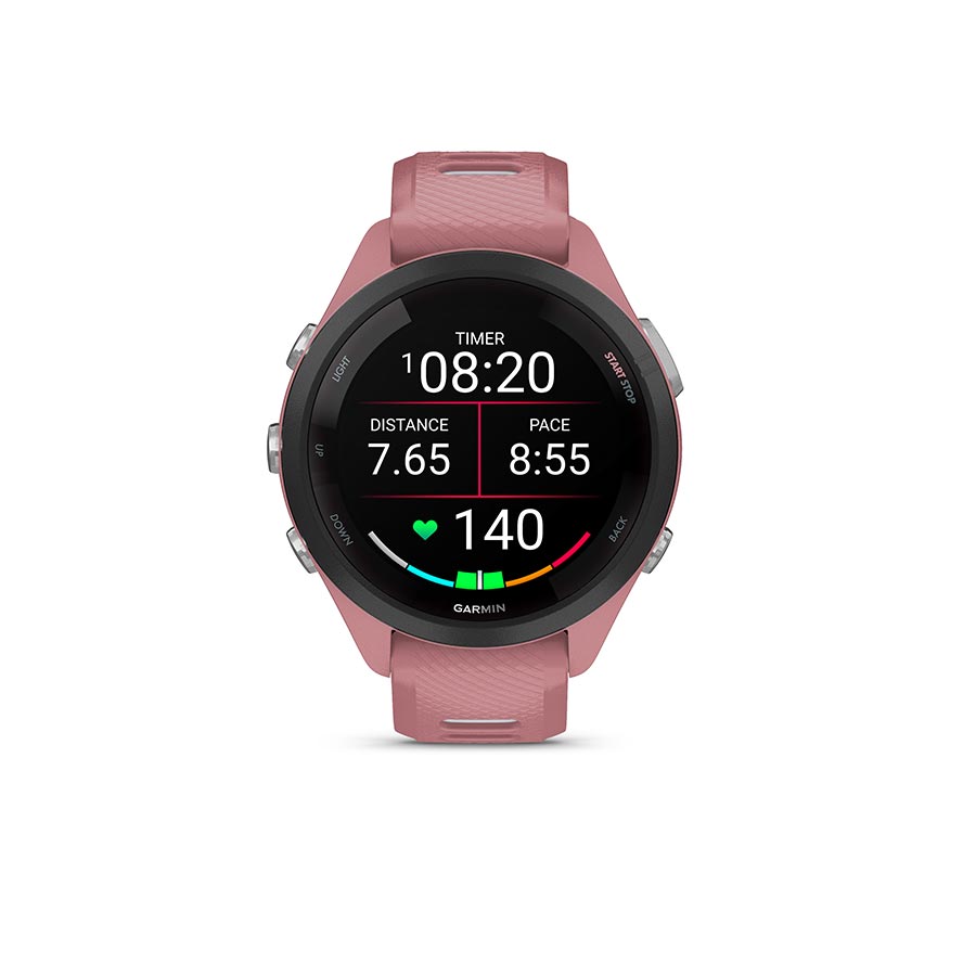Garmin Forerunner 265S Music Watch Watch Color: Light Pink Wristband: Light Pink/Powder Grey - Silicone
