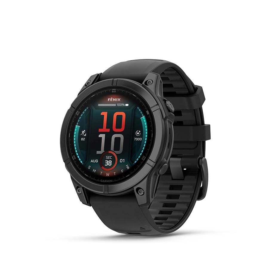 Garmin fenix E Smartwatch - 47mm AMOLED Slate Gray Steel BLK Silicone Band