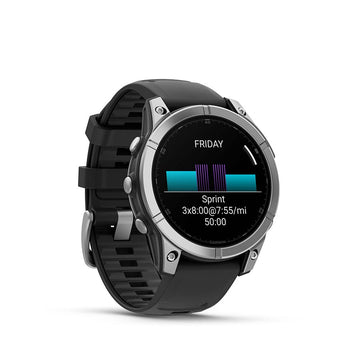 Garmin fenix E AMOLED 47mm Watch Watch Color: Stainless Wristband: Black - Silicone